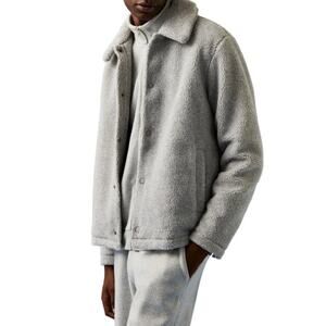 TOPMAN NWT Borg Shetland Faux Fur Coach Jacket In Grey XL Extra Large